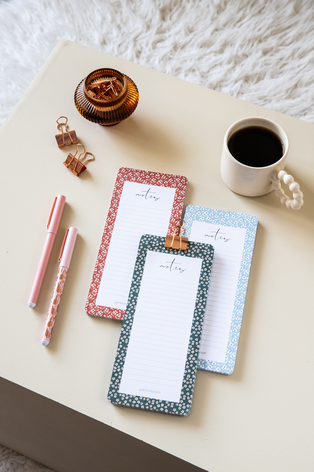 Masaüstü 3’lü Planlayıcı Çiçekli Bloknot/Notepad