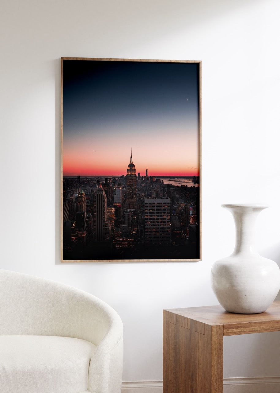 New York Sunset Photo Frameless Poster